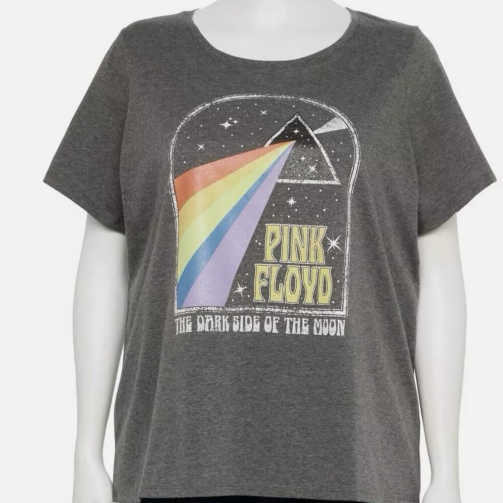 Pink Floyd Dark Side Of The Moon Womens Gray Heathered Plus Size T Shirt